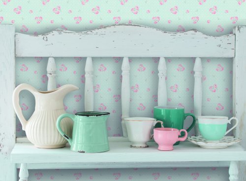 Galerie Forget Me Not Motif Pink / Cream Wallpaper Room