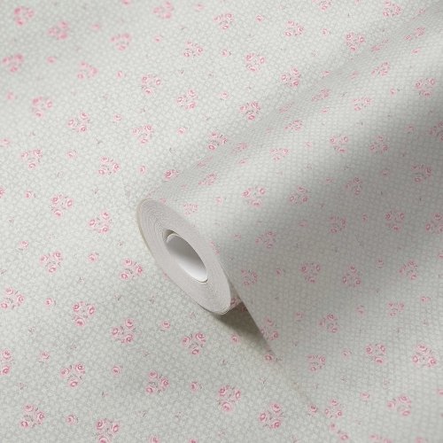 Galerie Vintage Rose Motif Cream / Grey / Pink Wallpaper Roll