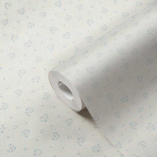 Galerie Vintage Rose Motif Blue, Cream, Grey Wallpaper Roll