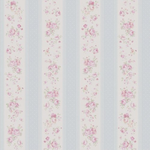 Galerie Vintage Rose Stripe Motif Blue / Pink / White Wallpaper