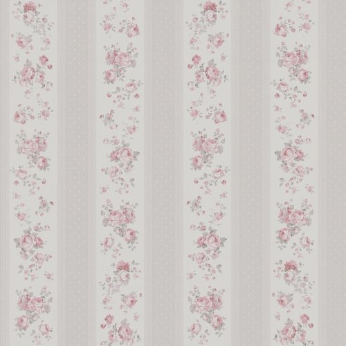 Galerie Vintage Rose Stripe Motif Beige / Pink / White Wallpaper