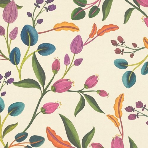 Florentina Mulberry & Teal botanical wallpaper