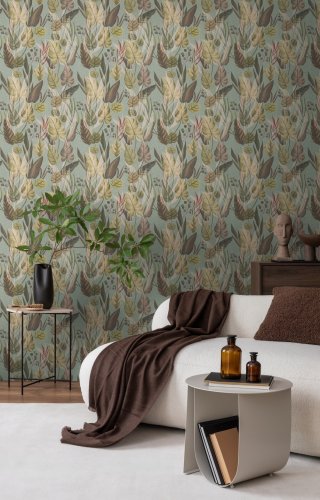 Stylish botanical wallpaper with natural foliage design