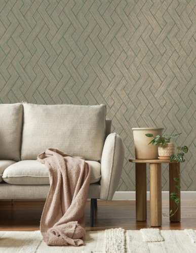 Decorline Ember Emerald & Gold Wallpaper Room