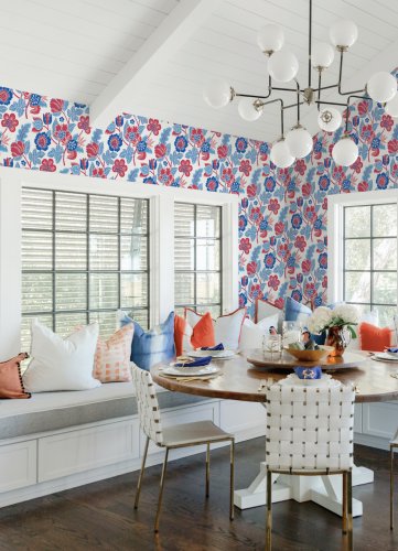 A Street Prints Jacobean Blue & Red Wallpaper Room