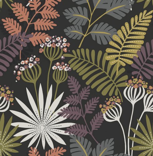 A Street Prints Praslin Black Wallpaper