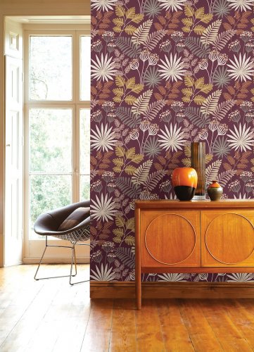 A Street Prints Praslin Merlot Wallpaper Room