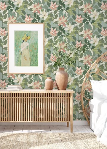 A Street Prints Koko Green Wallpaper Room 2