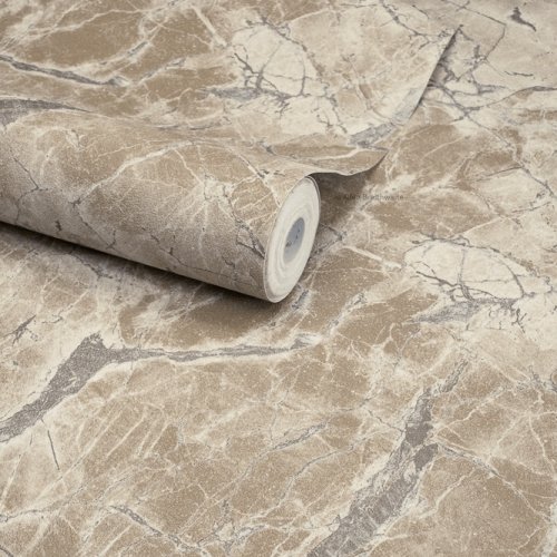 Portoro Marble Wallpaper in beige with realistic marble design