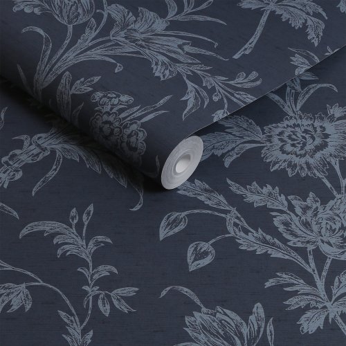 Laura Ashley Lloyd Midnight Seaspray Wallpaper Roll