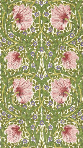 Morris & Co Pimpernel Sap Green/Strawberry Wallpaper