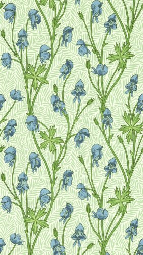 Morris & Co Monkshood Cobalt/Goblin Green Wallpaper Long