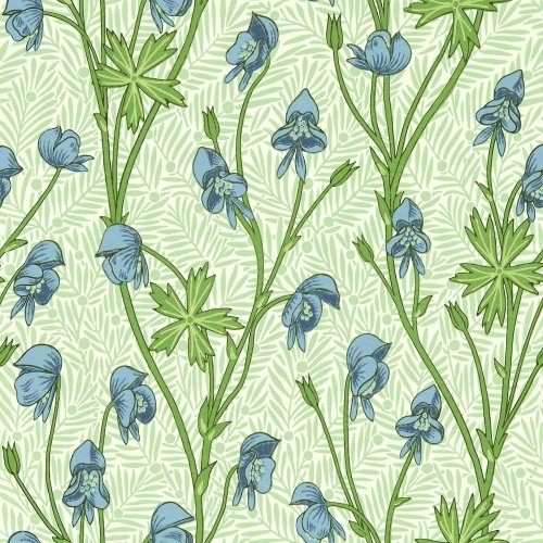 Morris & Co Monkshood Cobalt/Goblin Green Wallpaper