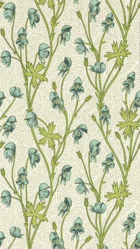 Morris & Co Monkshood Aqua/Peashoot Wallpaper Long