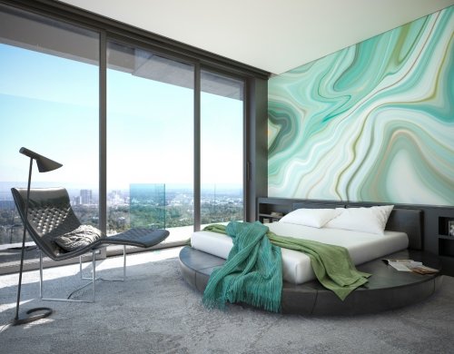 Origin Murals Marbled Ink Emerald Mural Room