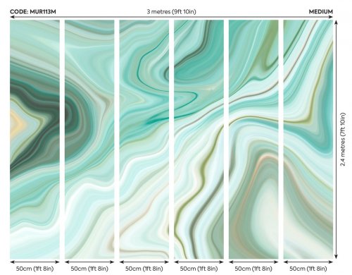 Origin Murals Marbled Ink Emerald Mural Panels