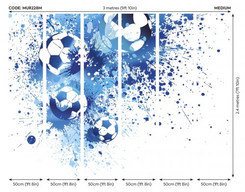 Origin Murals Football Splash Blue Mural Panels