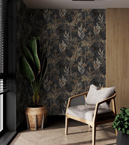 Superfresco Easy Solstice Black & Gold Wallpaper Room