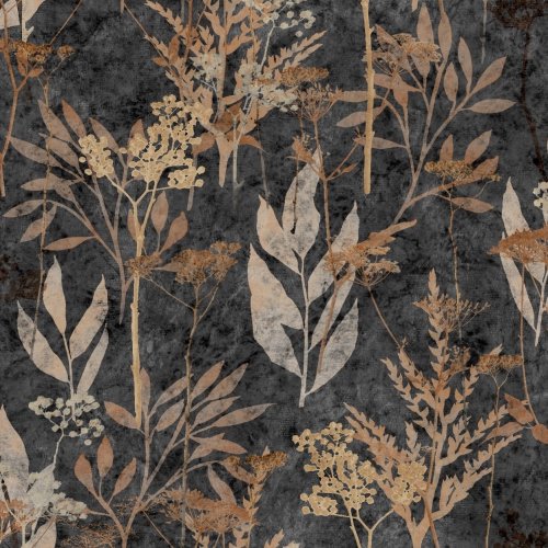 Superfresco Solstice Black and Gold Wallpaper featuring metallic floral designs.