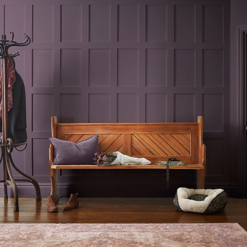 Interior wall painted in Winter Purple for a bold look