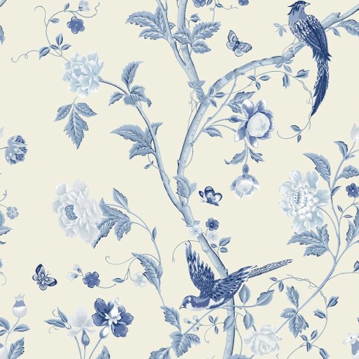 Laura Ashley Summer Palace Midnight Blue Wallpaper