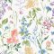 Laura Ashley Elston Garden Multi Wallpaper featuring a hand-painted floral design with pink, blue, and yellow flowers on a soft cream background