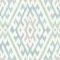 A Street Prints Solola Green and Blue Wallpaper featuring an ikat diamond pattern in muted green, blue, and grey tones on an off-white background