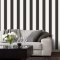 Galerie Formal Stripe Black / Silver / White Wallpaper Room 2