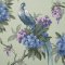 Crown Golden Pheasant Sage Wallpaper with a golden pheasant and blue and purple flowers on a sage background