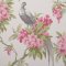 Crown Golden Pheasant Grey/Pink Wallpaper with a golden pheasant and pink flowers on a grey background