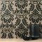 Crown Damask Black Wallpaper Room