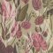 Botanical wallpaper with green and mulberry tones