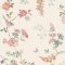 Birds and Roses Spring wallpaper swatch with pastel birds and floral branches on a cream background