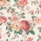 Garden Rose Autumn wallpaper swatch with pink roses and green leaves on a vintage-inspired design.