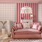 Room decorated with Painted Gingham Pink wallpaper, showcasing a cute pink and white gingham pattern