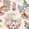 Painted Kingdom Natural wallpaper featuring whimsical animals and mythical creatures on a cream background