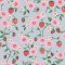 Strawberry Summer wallpaper with vintage red strawberries and pink flowers on a baby blue background