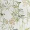 Elegant green and gold floral wallpaper with a cream textured background.